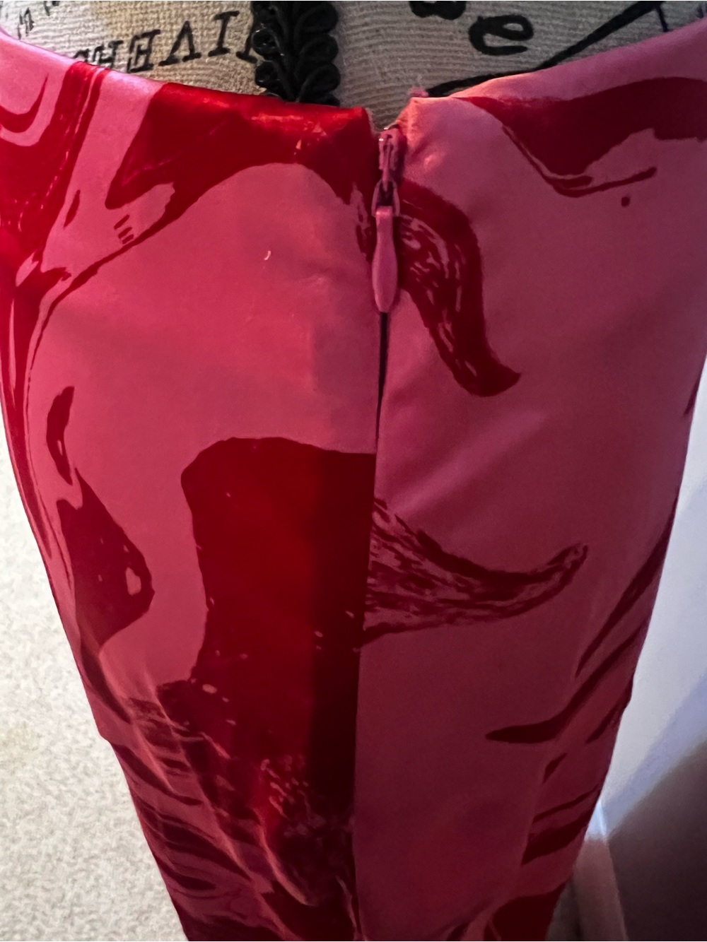 INC International Concepts Red Marble-Print Satin Maxi Skirt - Picture 4 of 5